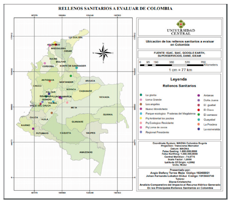 Ubicación de
los 17 RESA principales de Colombia 