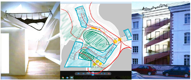 Intervenciones en imágenes impresas y digitales, obtenidas a través de sitios especializados de arquitectura