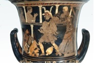En la imagen se muestra una
cerámica en la que se representa “La locura de Heracles” personaje que
se dispone a arrojar a su hijo (en sus brazos) a una pira donde se quemará
frente a los ojos horrorizados de su esposa. – Imagen tomada de Internet