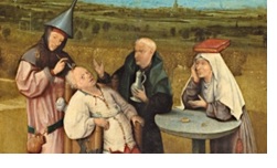 La
extracción de la piedra de la locura” de El Bosco, (1475 y 1480)