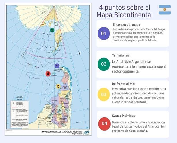 mapa bicontinental de la Argentina.