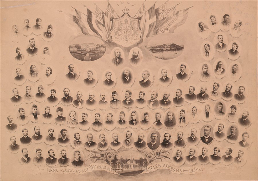 The students at the woodwork
course number 46, 1889 / Alumnos del curso N&ordm; 46 de sl&ouml;jd. Arriba, a la derecho,
Pizzurno