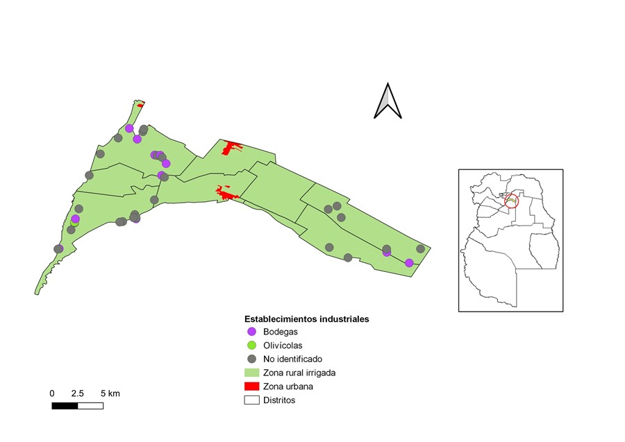 Localizaci&oacute;n de industrias en la zona rural del departamento Jun&iacute;n Fuente: elaboraci&oacute;n sobre la base de Google Earth y Google Maps.