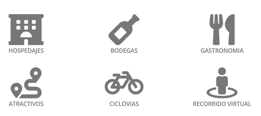 Categor&iacute;as en el apartado Turismo del sitio web del departamento Jun&iacute;n. Fuente: https://www.juninmendoza.gov.ar/turismo/