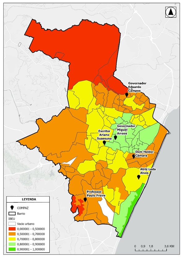 &Iacute;ndice de Bienestar Urbano (IBEU). Recife 2010