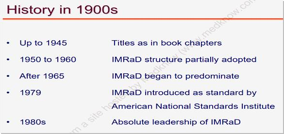 Aplicabilidad histórica del modelo IMRAD