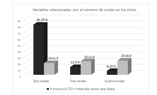Prevalencia
de los patrones de ondas en el ciclo e intervalo entre celos.