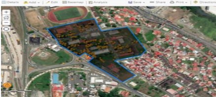 Medición del área del CRUC dado por Collector for Arcgis