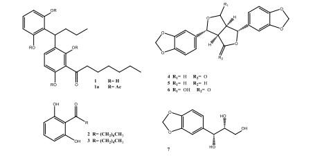 Alquilresorcinol y
lignanos de las hojas Homalomena wendlandii 

 
