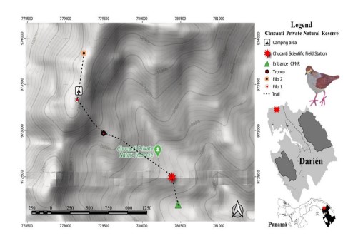Study area, Chucanti Private Natural Reserve, Darien, Panama
