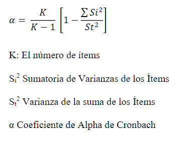 Fórmula Alpha Cronbach.