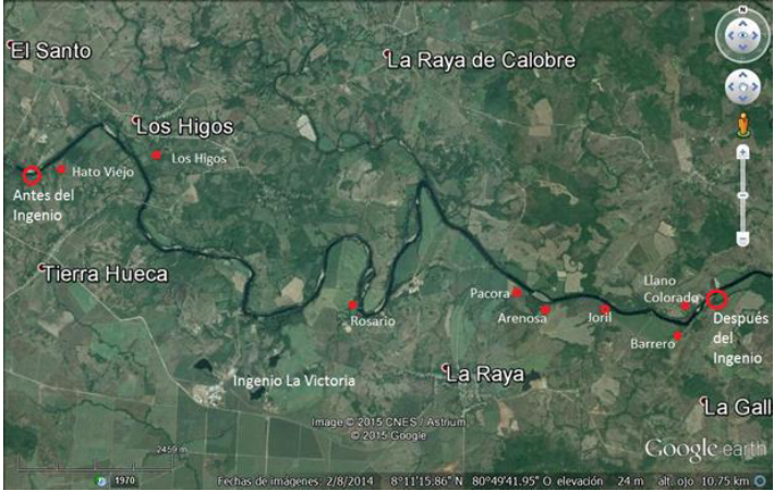 Localización de los sitios de muestreos.