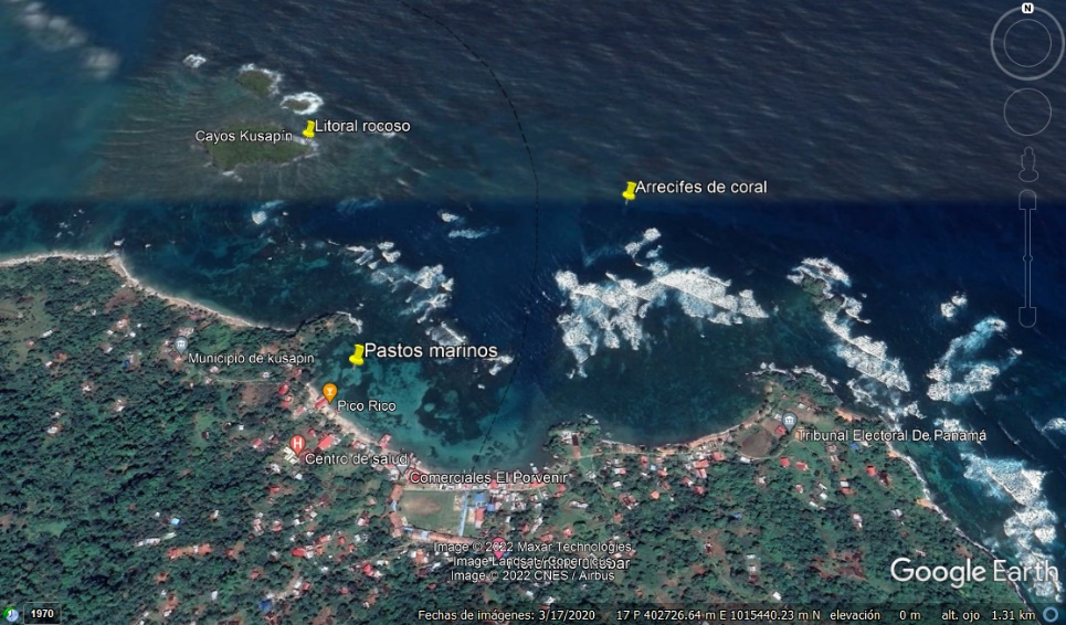 Localización
de los ecosistemas de estudio, Kusapín (Saborikäte), Ngäbe-Buglé, Bocas del Toro.