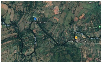  Mapa satelital de la
toma de Chitré y La Villa de Los Santos