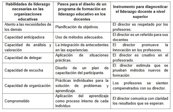 Propuesta para el desarrollo del liderazgo docente