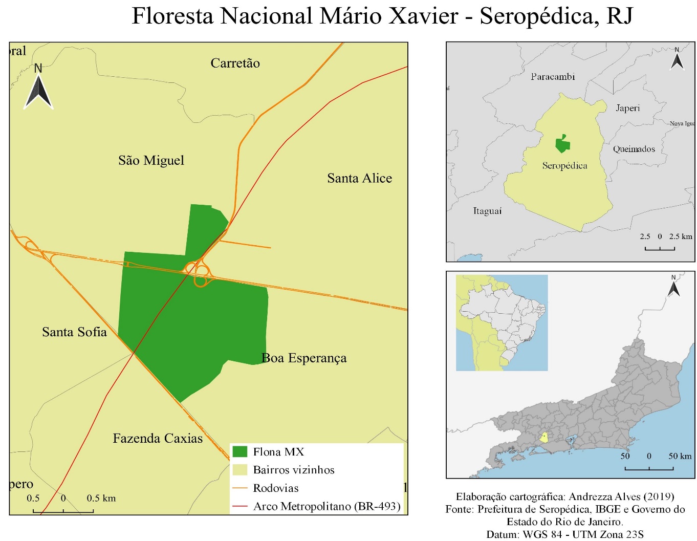 Mapa de localização da Floresta Nacional Mário Xavier