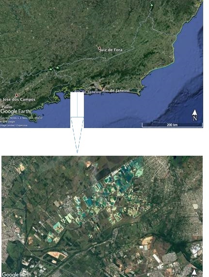 Lagos formados pela
extração de areia em cavas. )