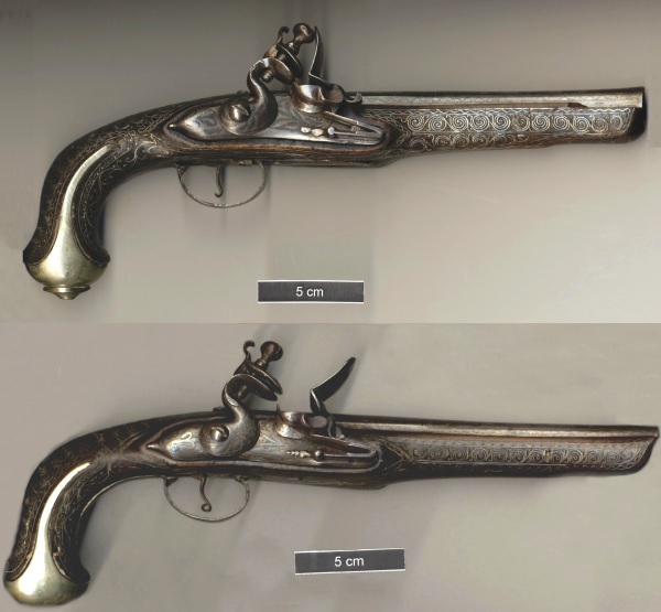 Las
pistolas analizadas en ISIS Neutron and Muon Source, Science and Technology
Facilities Council, Gran Bretaña, en 2007 y conservadas en el James Monroe
Museum and Memorial Library (Fredericksburg, Virginia, EE. UU.)