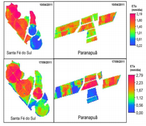 Figura
3. Compara&ccedil;&atilde;o de sistemas de irriga&ccedil;&atilde;o
analisando a ETr