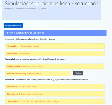 Pantalla
principal del sistema integrador de simulaciones virtuales