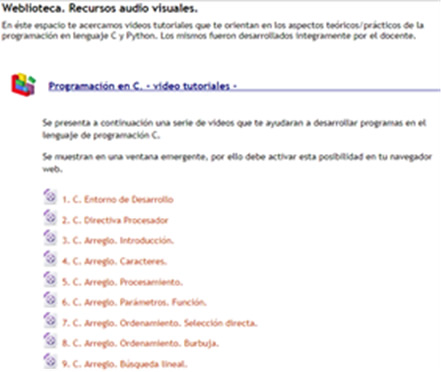 Weblioteca con material
audiovisual