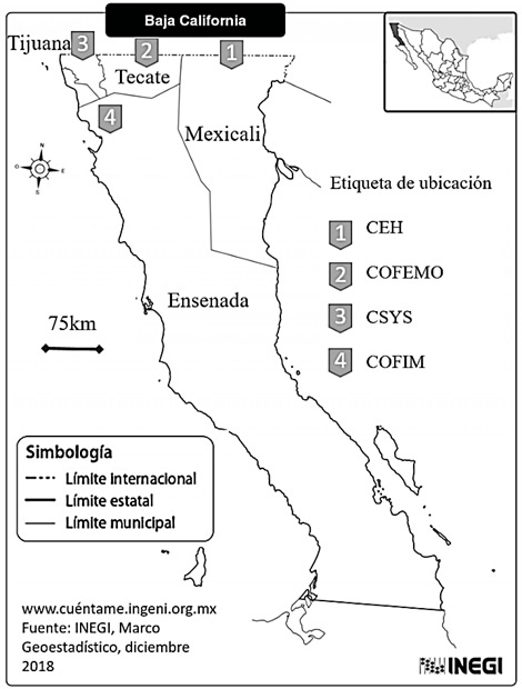 Área de estudio
de las escuelas del Sistema Educativo Adventista del estado de Baja California.