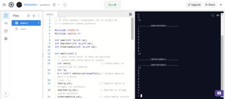 Entorno de desarrollo
repl.it