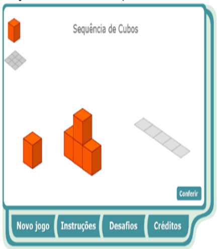 Tela
inicial do jogo ‘sequências de cubinhos’