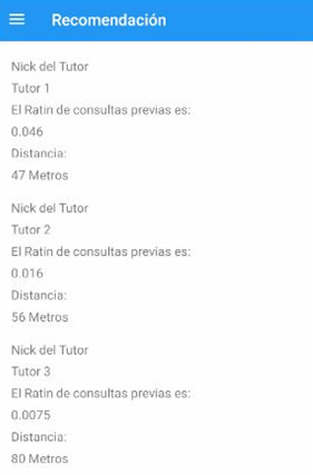  Listado de Recomendación de Tutores