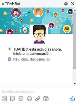 Interfaz del chatbot con invitación a usarlo