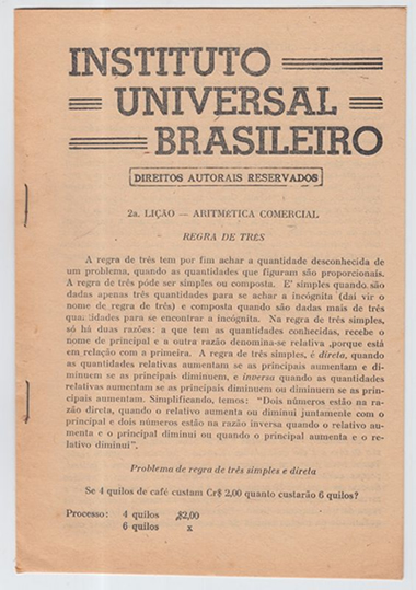 Material didático impresso entregue ao aluno do Instituto Universal Brasileiro