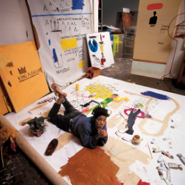 Jean Basquiat em
seu estúdio em Nova Iorque