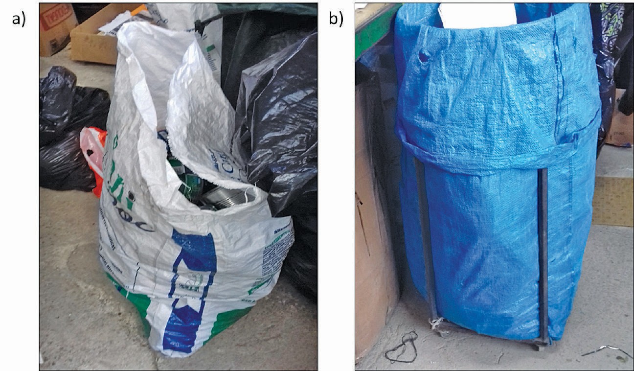 Recipientes con caracter&iacute;sticas inadecuadas (a) y adecuadas (b).