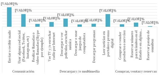 Gráfico
n°3. Tipos de usos de Internet en los espacios EID