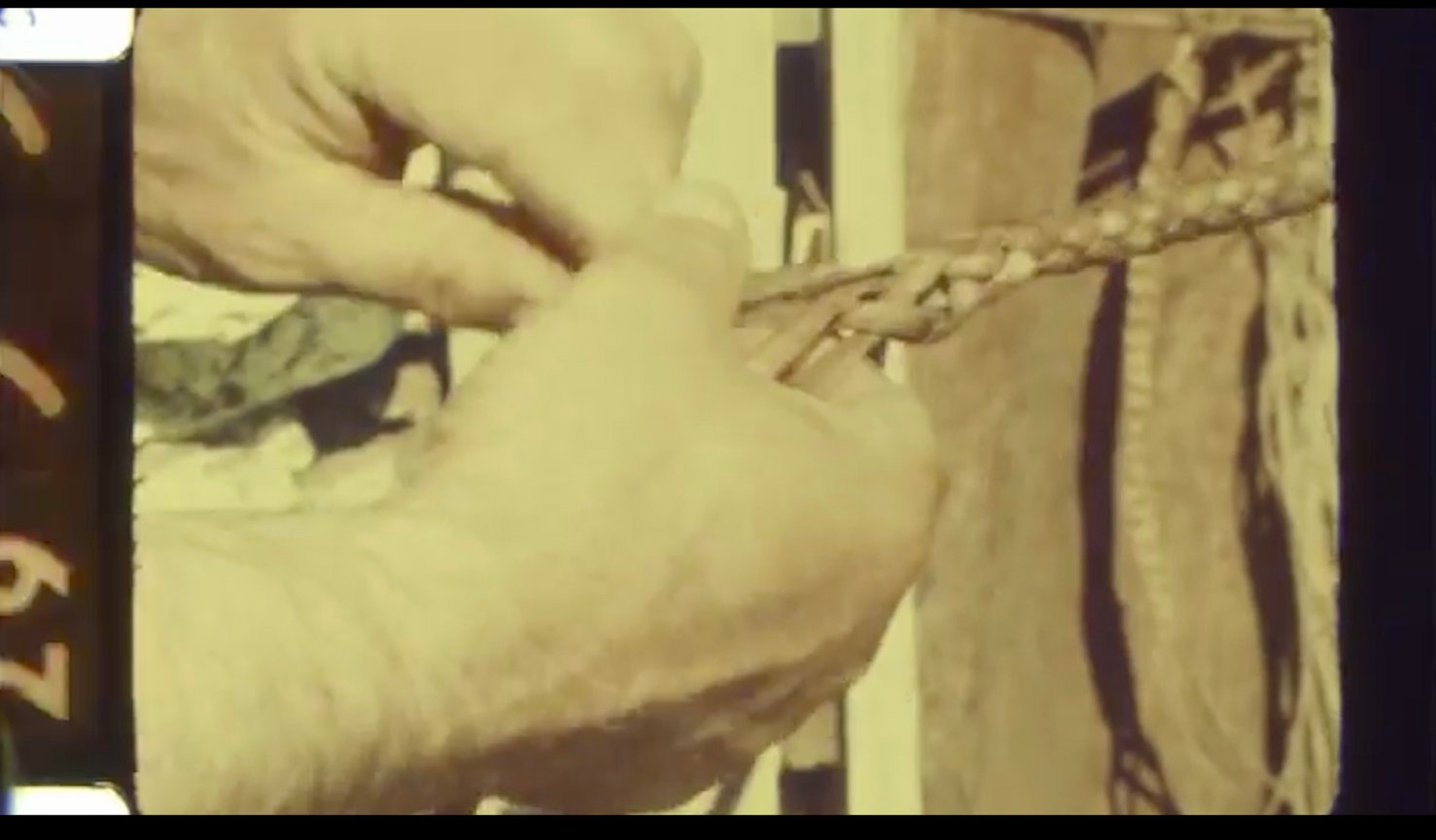 Fotograma de Cuero crudo, la historia del soguero ranchero Mart&iacute;n G&oacute;mez, Alberto Antonini (principios de la d&eacute;cada de 1970). Cortes&iacute;a del Museo Hist&oacute;rico de Ranchos.