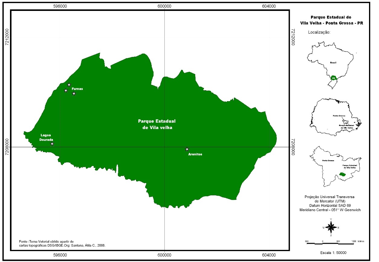 Localização do Parque Estadual de Vila Velha.