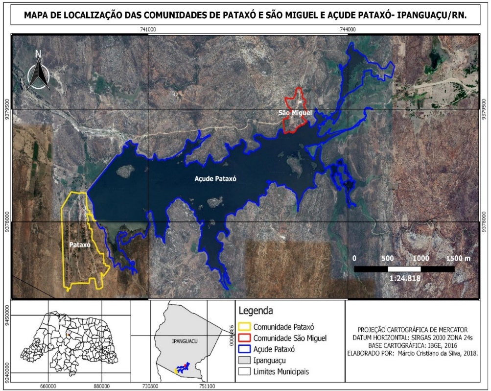 Comunidades
de Pataxó e São Miguel e açude (reservatório) Pataxó