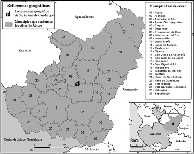 Localização de Santa Ana de Guadalupe