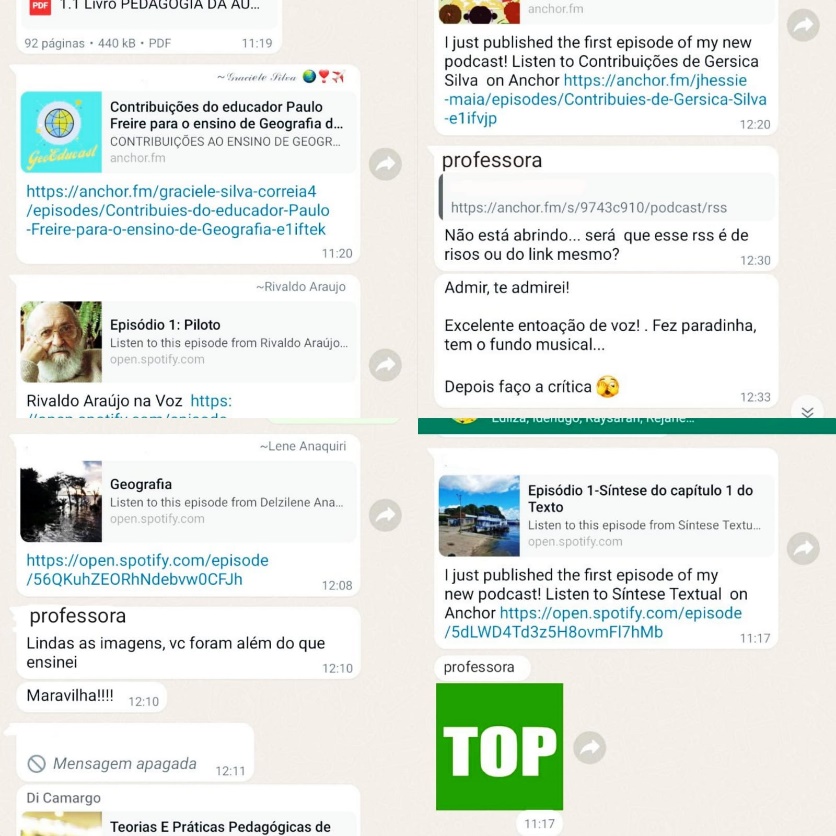 Feedback da professora pelo WhatsApp