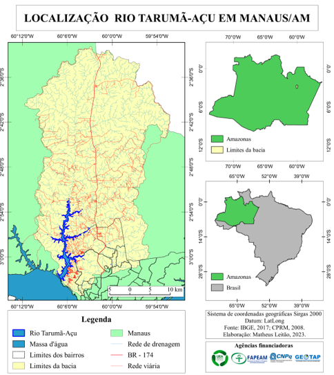 Mapa de localização do Rio
Tarumã-Açu em Manaus/Am