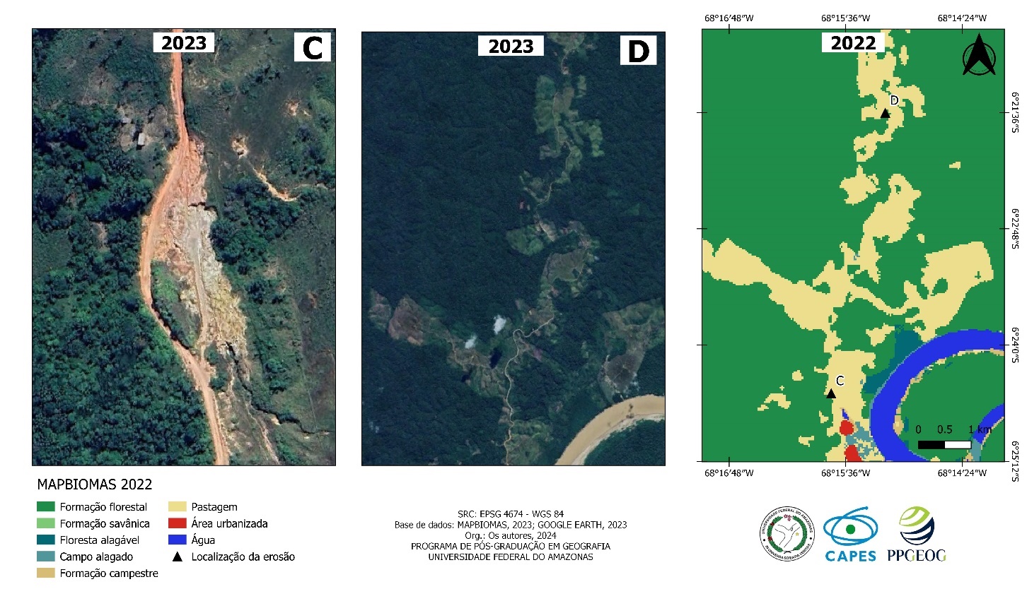 Foto C e D – Expansão e erosão as
margens da estrada