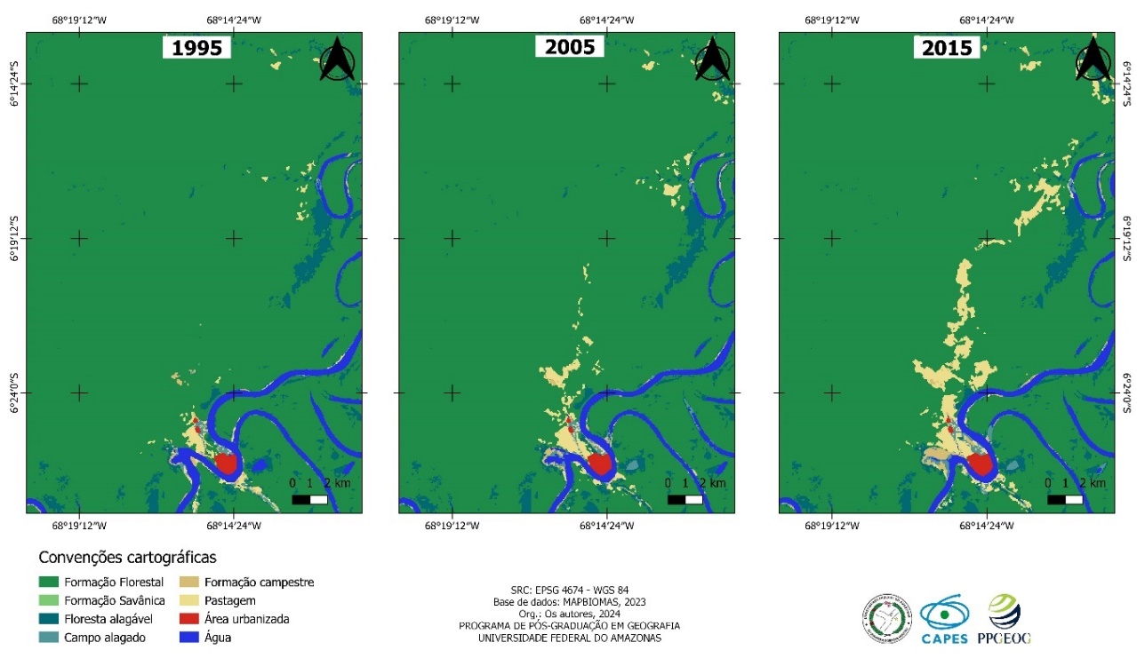 Uso e cobertura da terra em
Itamarati – AM de 1995 a 2015