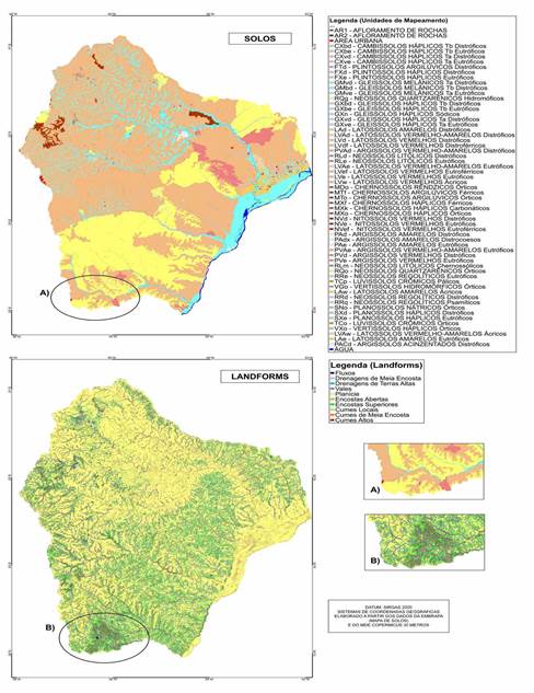 Classificação TPI de relevo e Mapa de solos da EMBRAPA