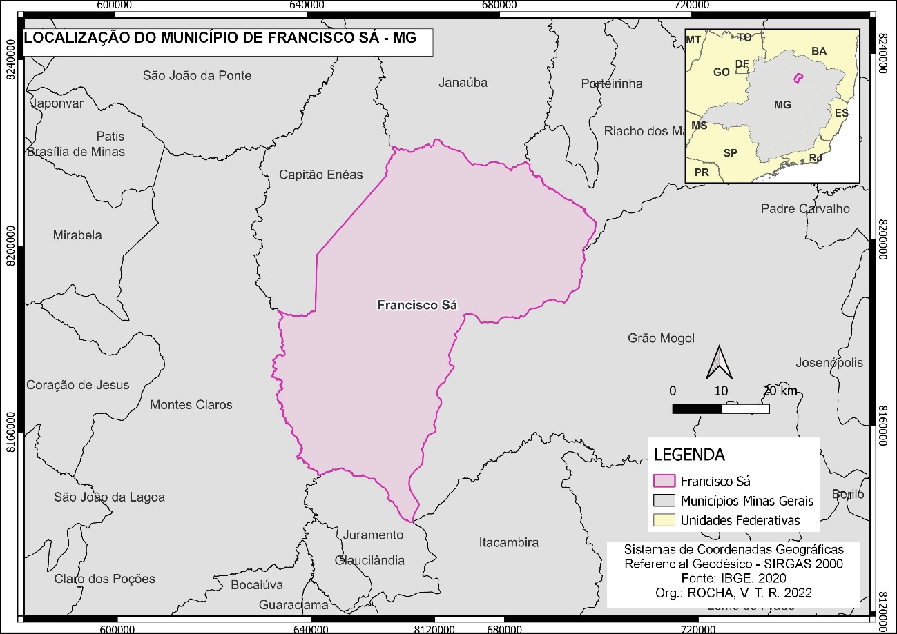 Localiza&ccedil;&atilde;o do munic&iacute;pio de Francisco S&aacute; (MG)