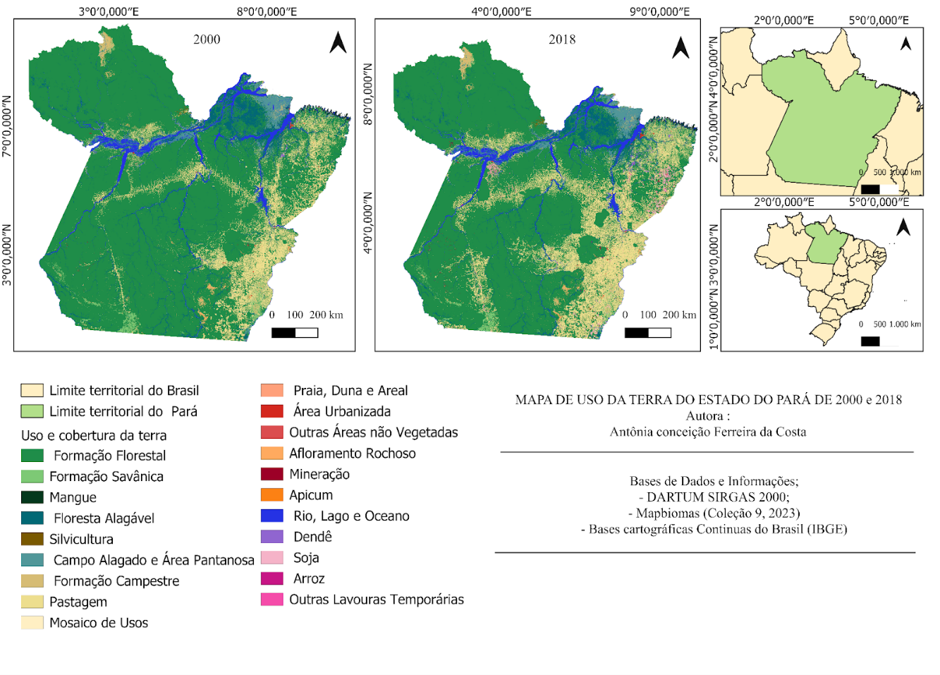 Mapa de uso e cobertura da terra no Estado do Pará