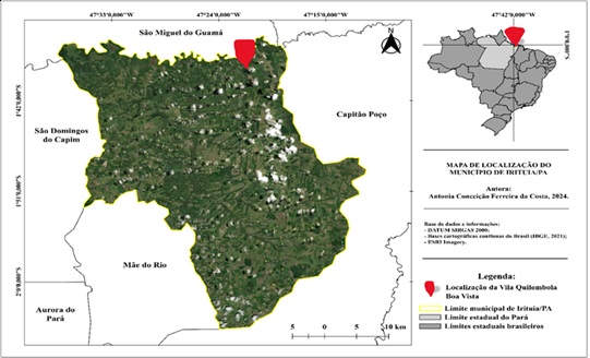 Mapa de localização do município de Irituia e da área de estudo