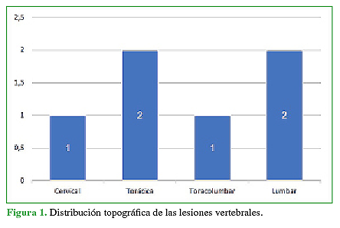 Distribución topográfica de las lesiones vertebrales