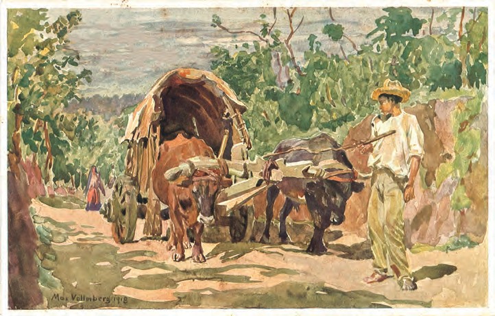 “Carreta en camino” 1918, acuarela.