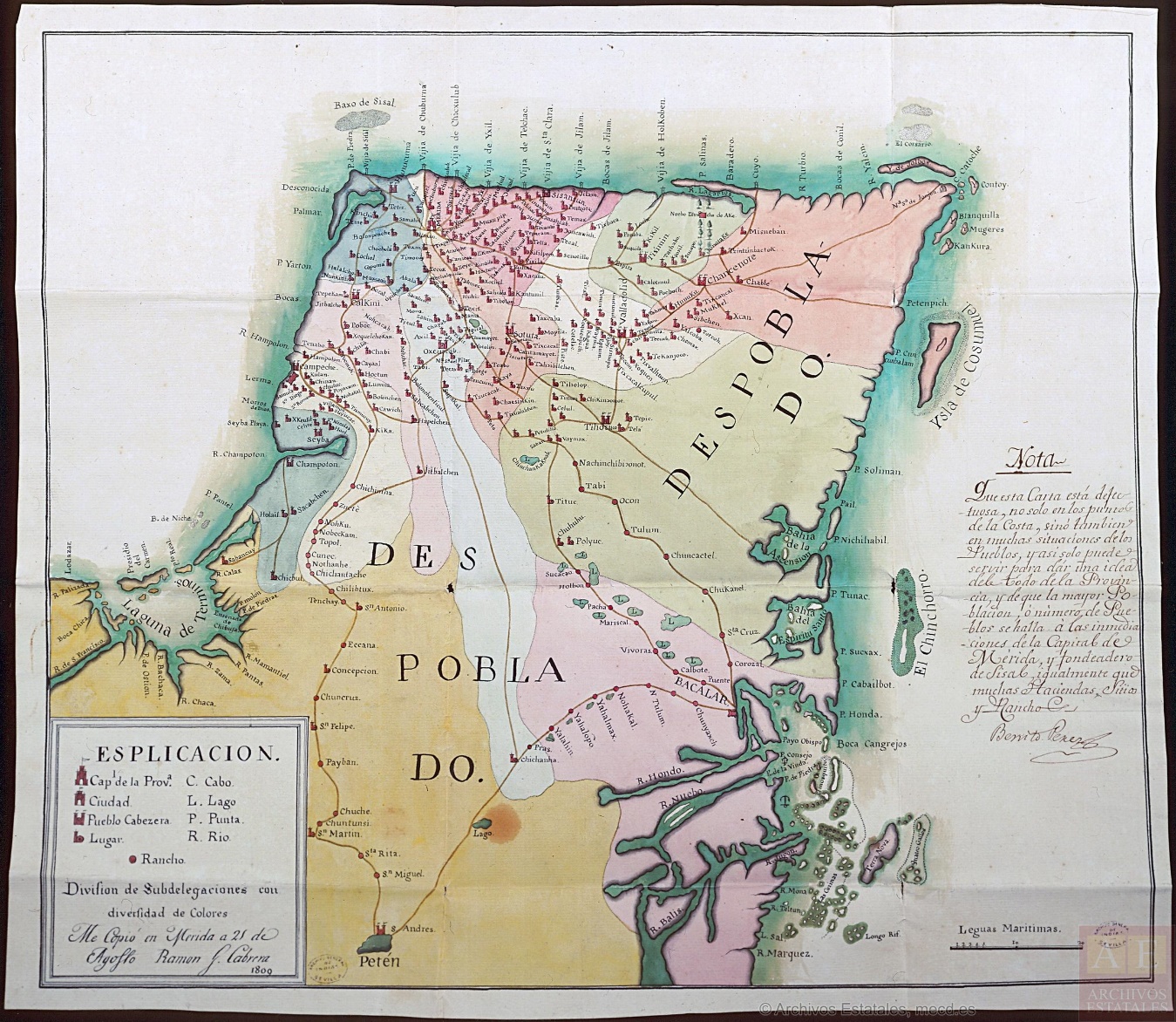 Mapa 1. Mapa político
de la provincia de Yucatán, 1809.
