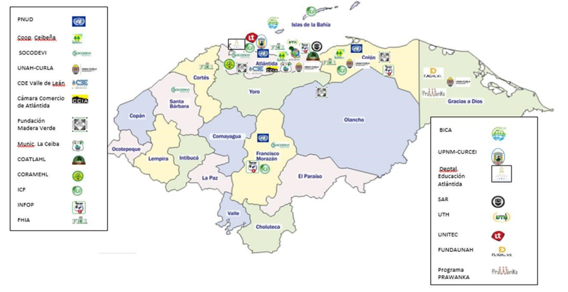 Mapa cobertura de actores que forman parte de Ecosistemas de Emprendimiento en la región del Litoral Atlántico.